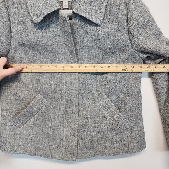 Halogen Full Zip Crosshatch Jacket Size M Gray Long Sleeve Minimalist Classic - Picture 11 of 14